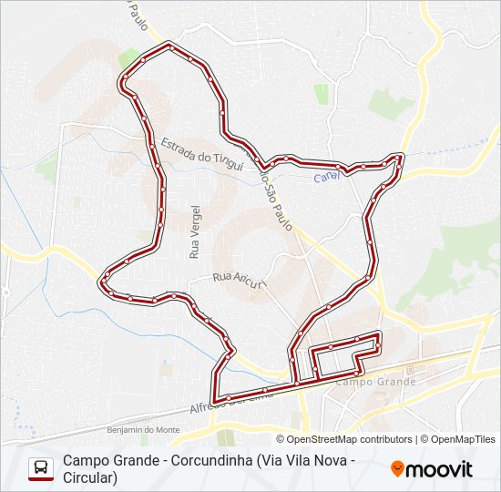 Mapa da linha 822 de ônibus