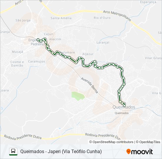 Mapa da linha 565I de ônibus