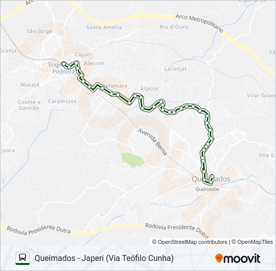 Mapa da linha 565I de ônibus