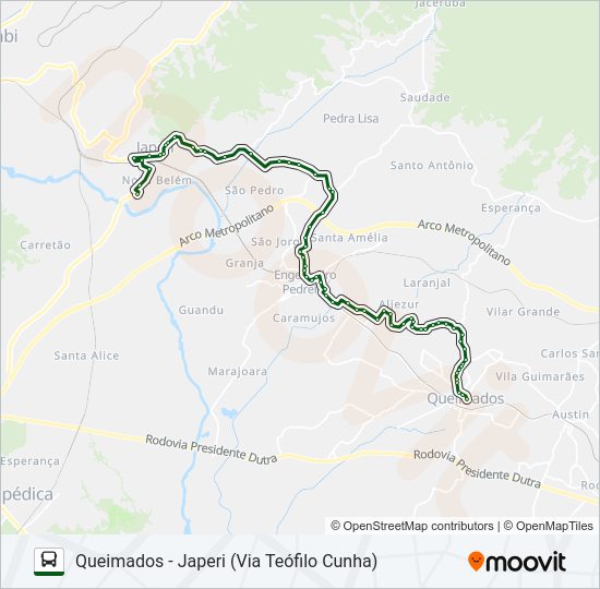 Mapa da linha 565I de ônibus