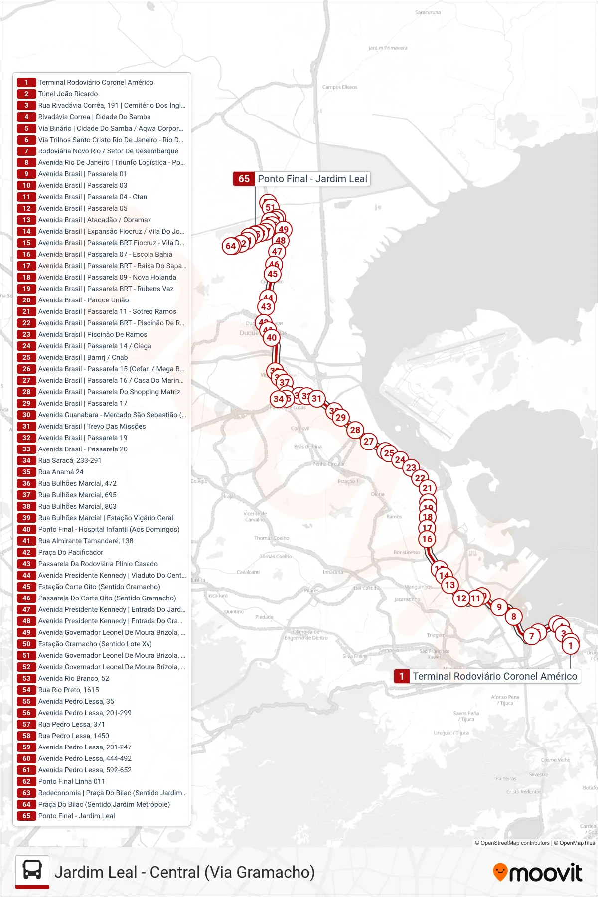 415C bus Line (Jardim Leal (Parador)) route and stops on a map