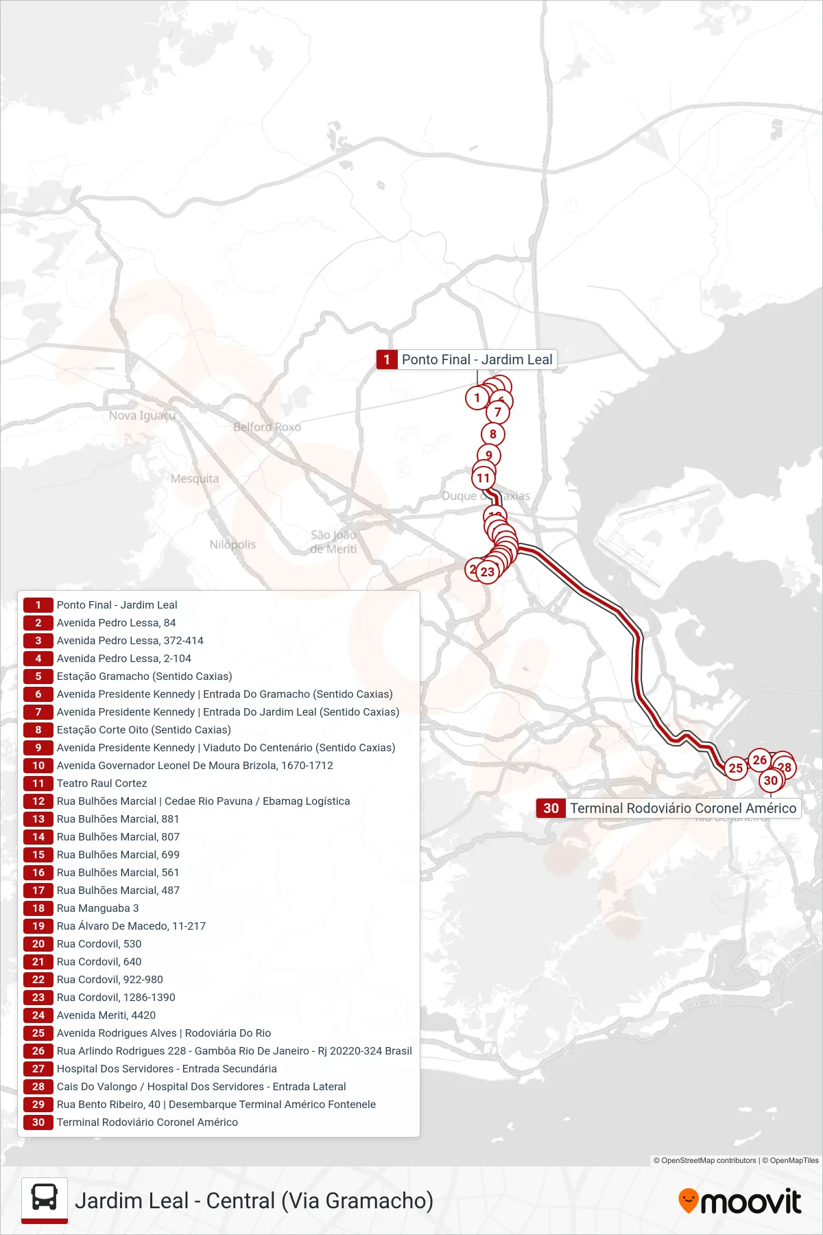 Rota e paradas da linha de ônibus 415C (Central (Via Seletiva)) no mapa