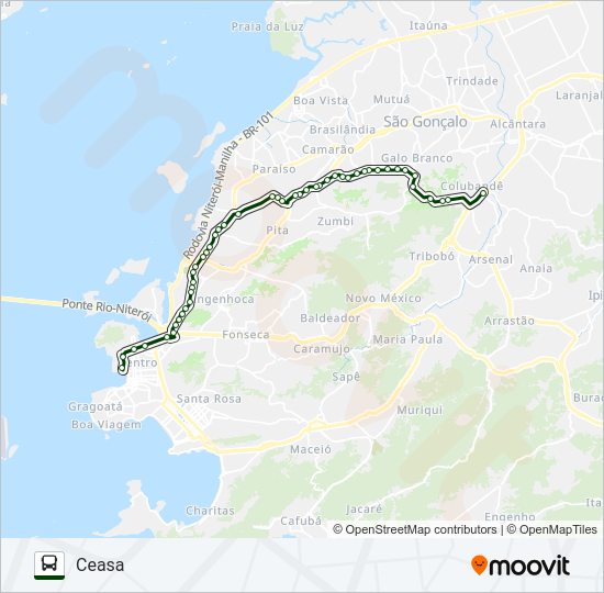 Mapa da linha 529 de ônibus