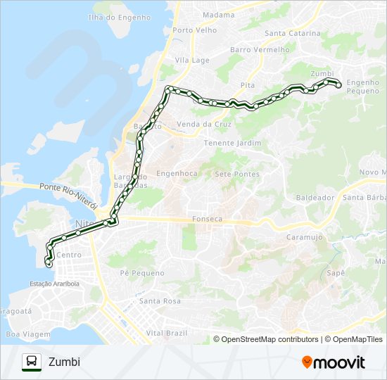 Mapa da linha 538 de ônibus