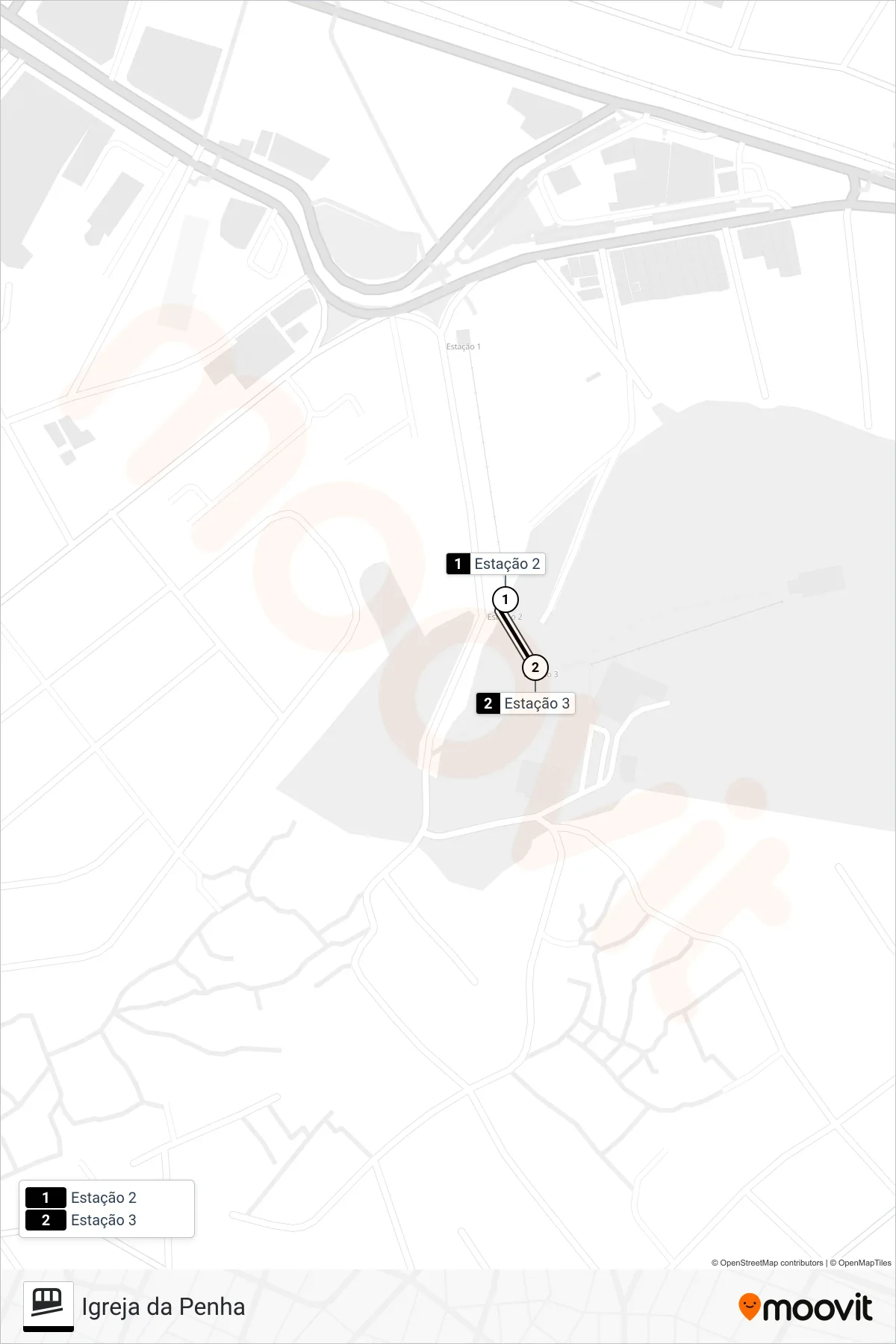 IGREJA DA PENHA funicular Line (Estação 2 → Estação 3) route and stops on a map
