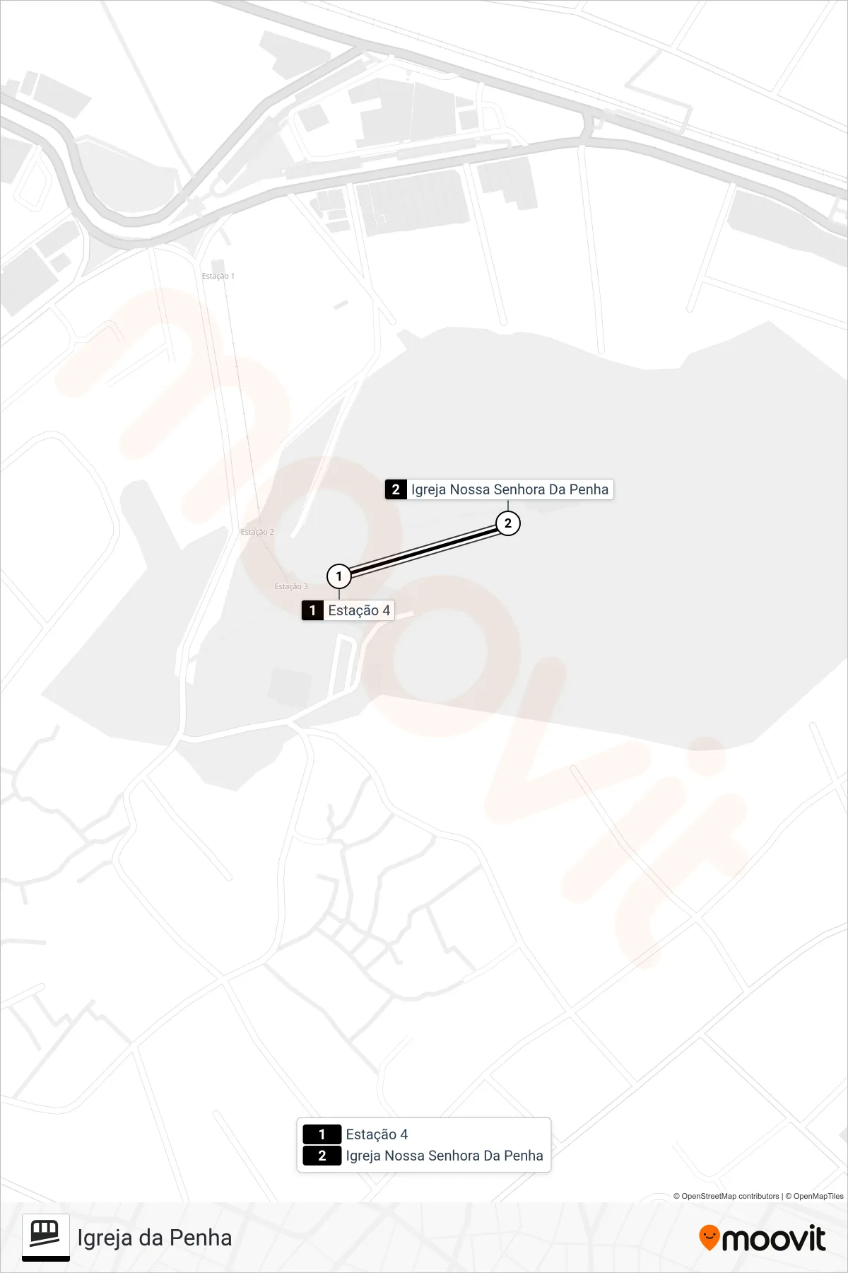IGREJA DA PENHA funicular Line (Estação 4 → Igreja Da Penha) route and stops on a map