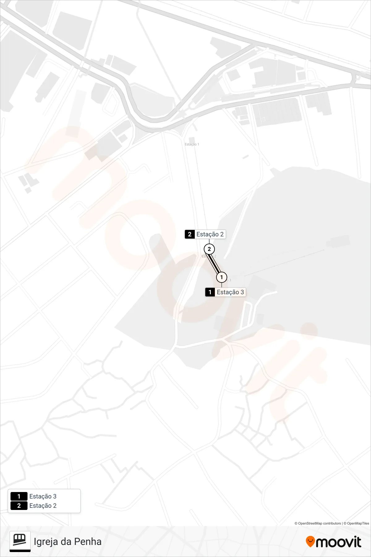 IGREJA DA PENHA funicular Line (Estação 3 → Estação 2) route and stops on a map