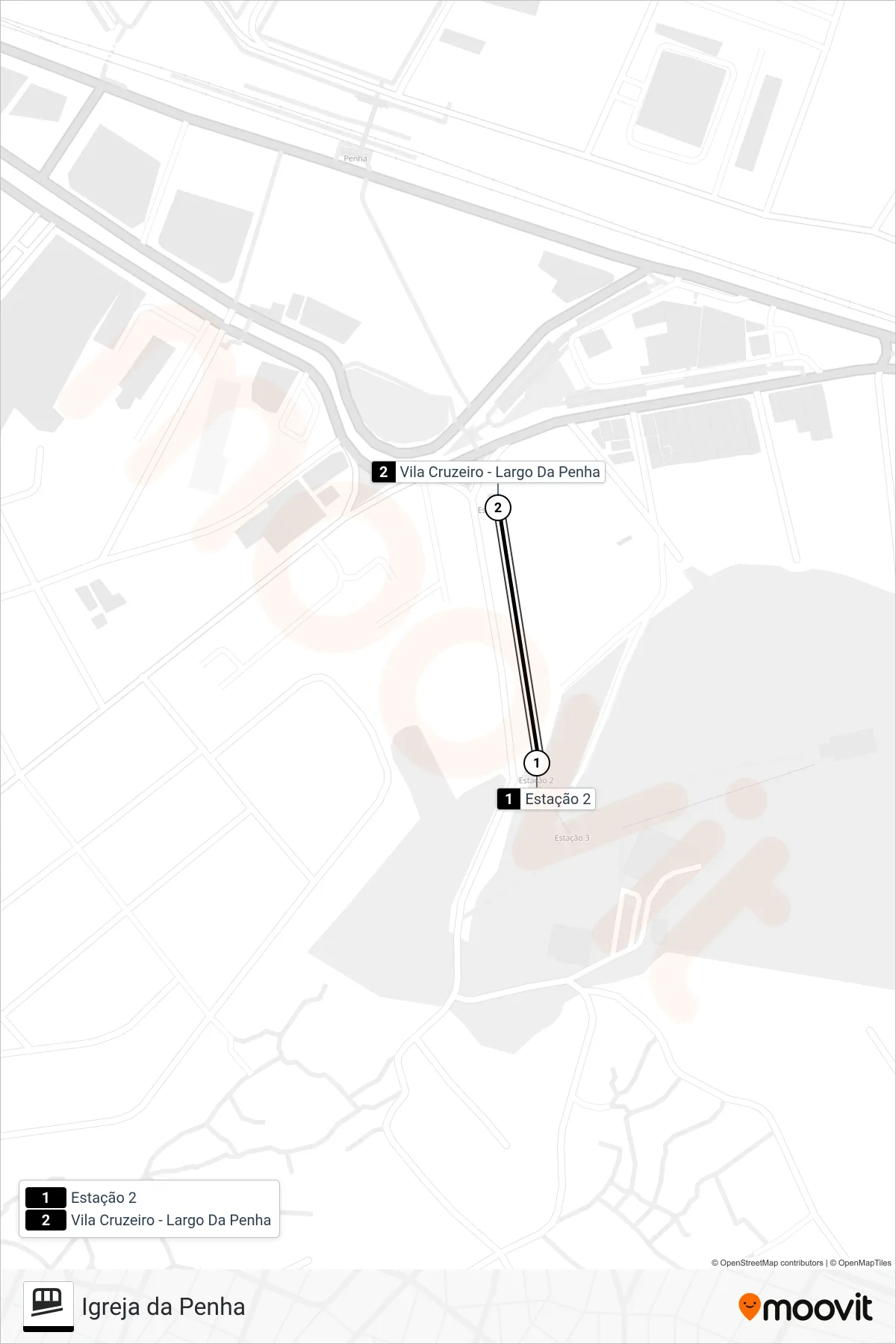 IGREJA DA PENHA funicular Line (Estação 2 → Largo Da Penha) route and stops on a map