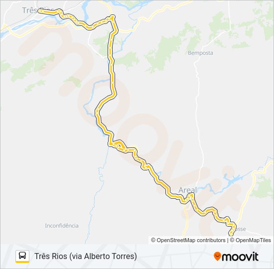 Mapa da linha MP73 de ônibus