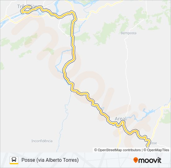 Mapa da linha MP73 de ônibus