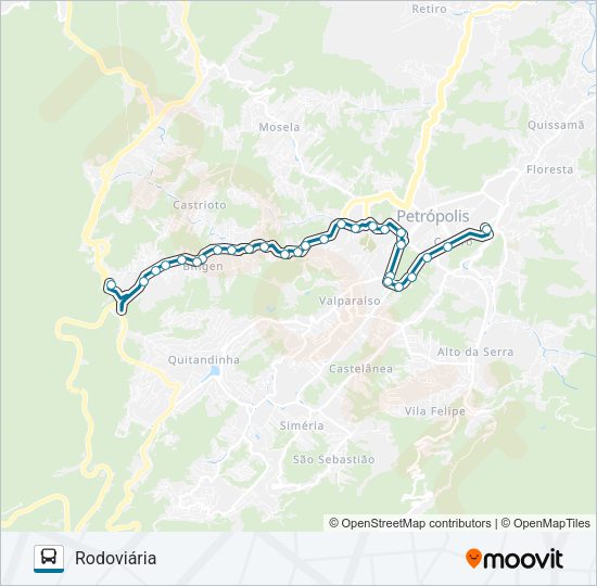 Mapa da linha 100 de ônibus