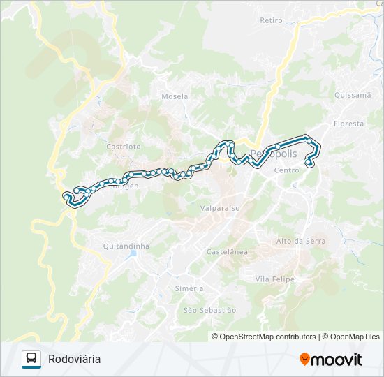 Mapa da linha 100 de ônibus
