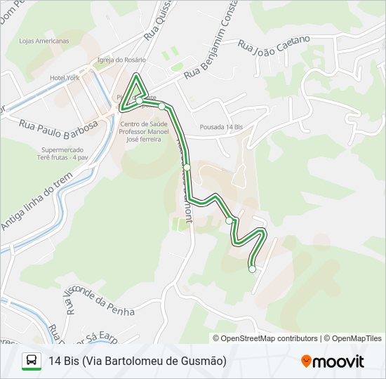 Mapa da linha 102 de ônibus