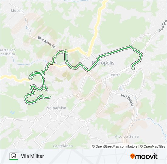 Mapa da linha 104 de ônibus