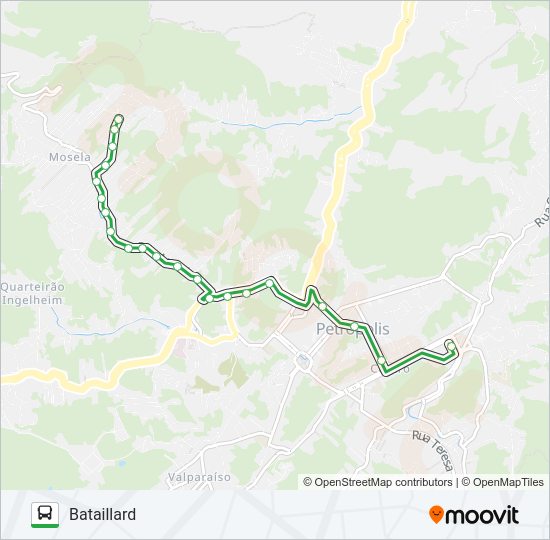 Mapa da linha 106 de ônibus