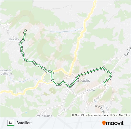 Mapa da linha 106 de ônibus