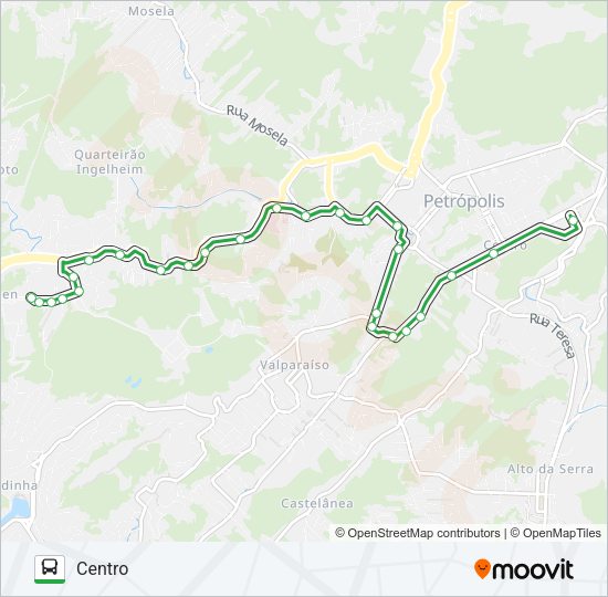Mapa da linha 107 de ônibus