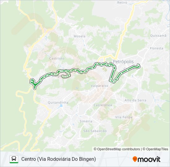 Mapa da linha 107 de ônibus