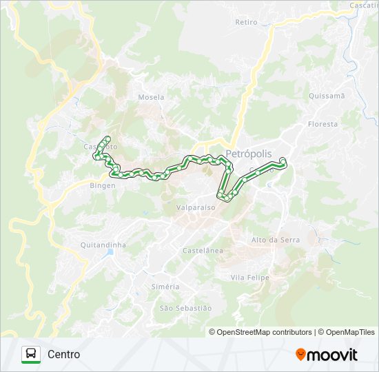 Mapa da linha 108 de ônibus