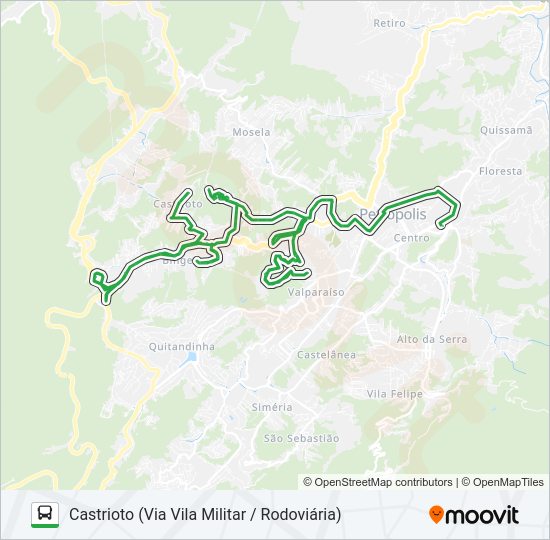 Mapa da linha 108 de ônibus