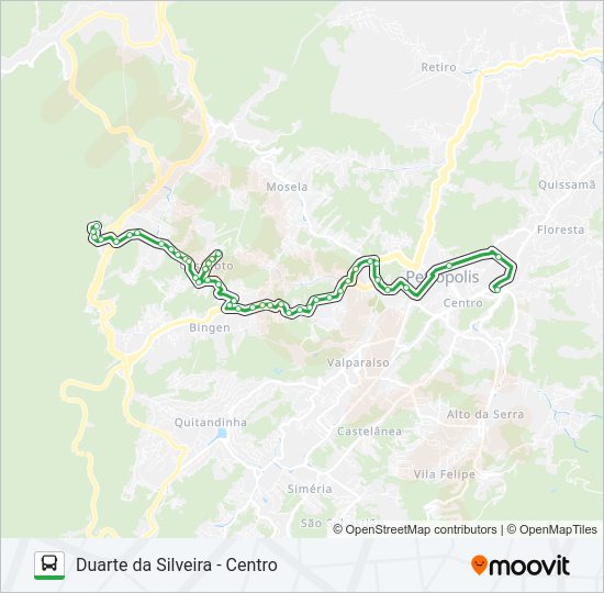 Mapa da linha 110 de ônibus