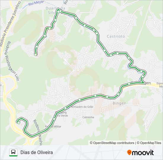 Mapa da linha 116 de ônibus