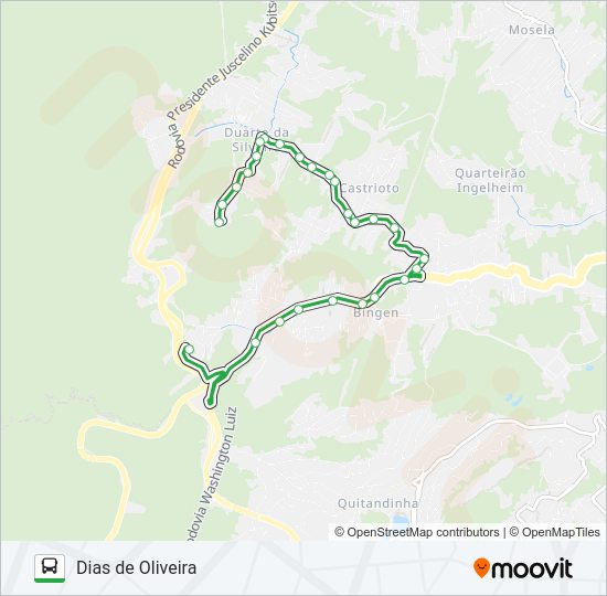 Mapa da linha 116 de ônibus