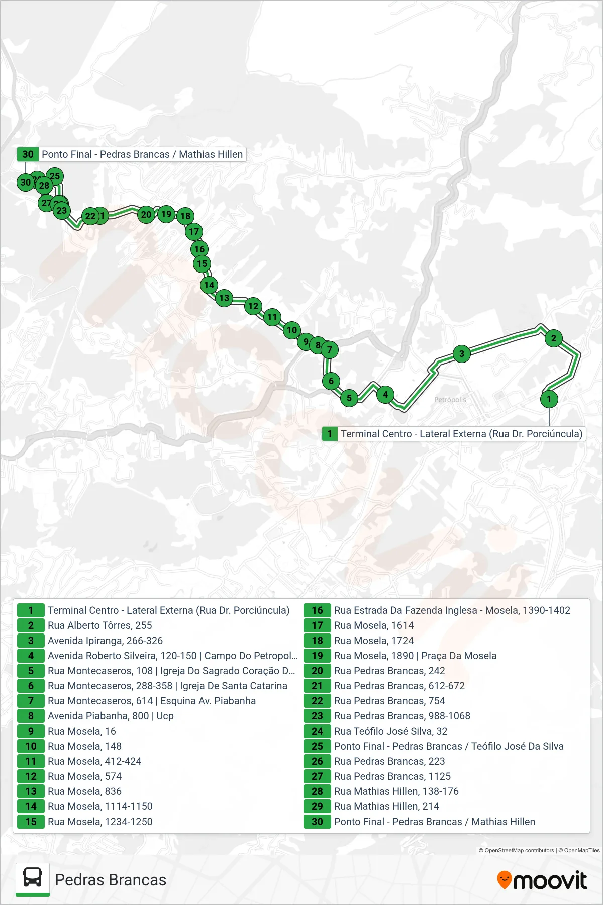 118 bus Line (Pedras Brancas (Via Teófilo José Da Silva)) route and stops on a map