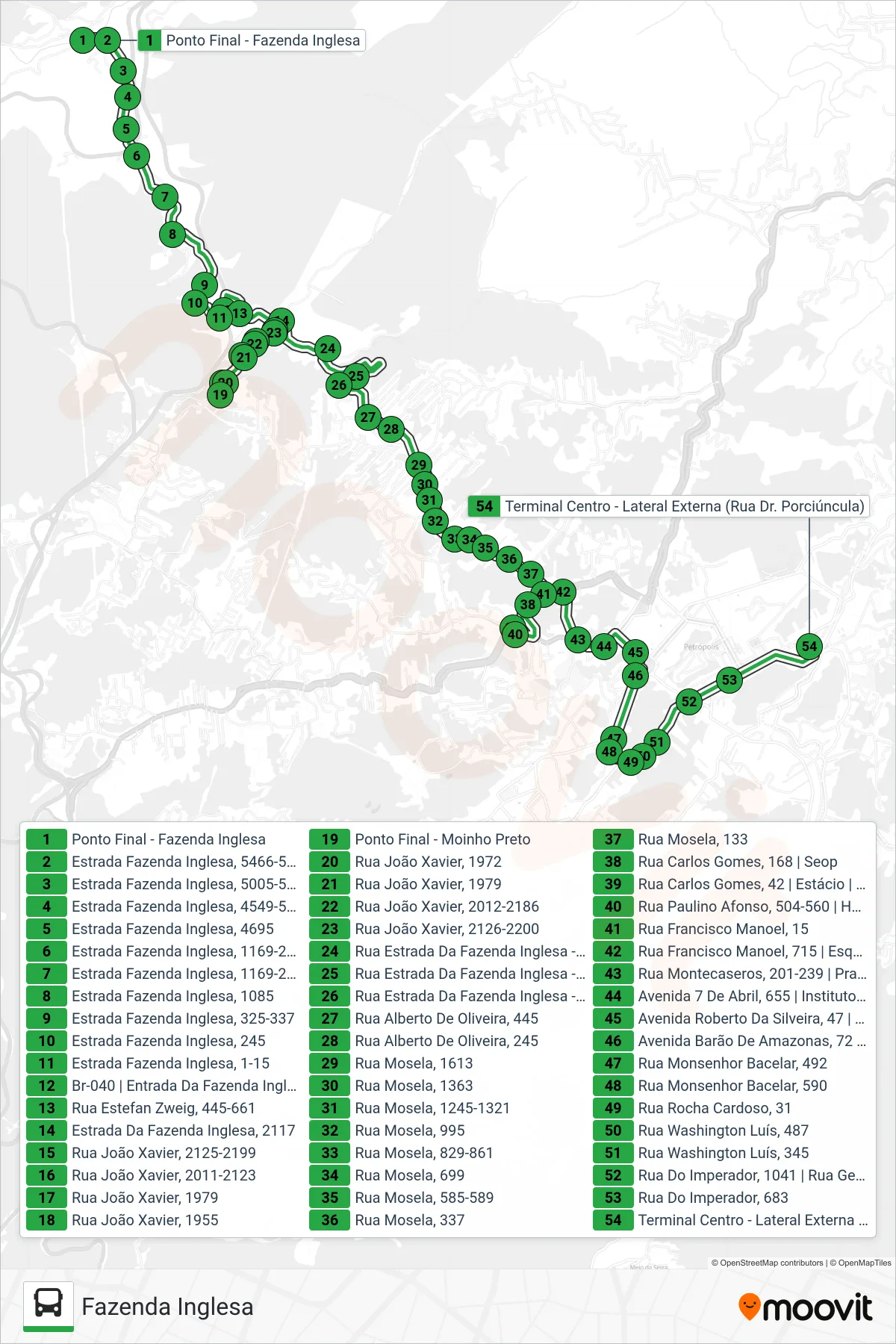 122 bus Line (Centro (Via Alberto De Oliveira / Moinho Preto)) route and stops on a map