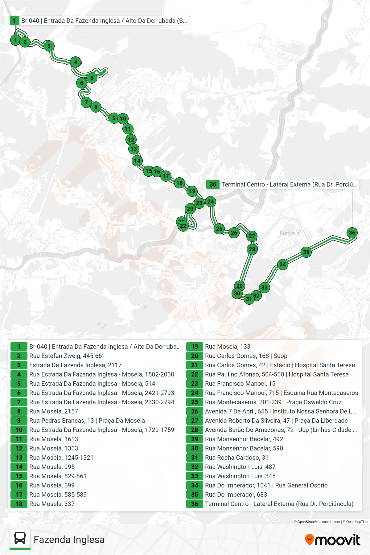 122 bus Line (Centro (Alto Da Derrubada)) route and stops on a map