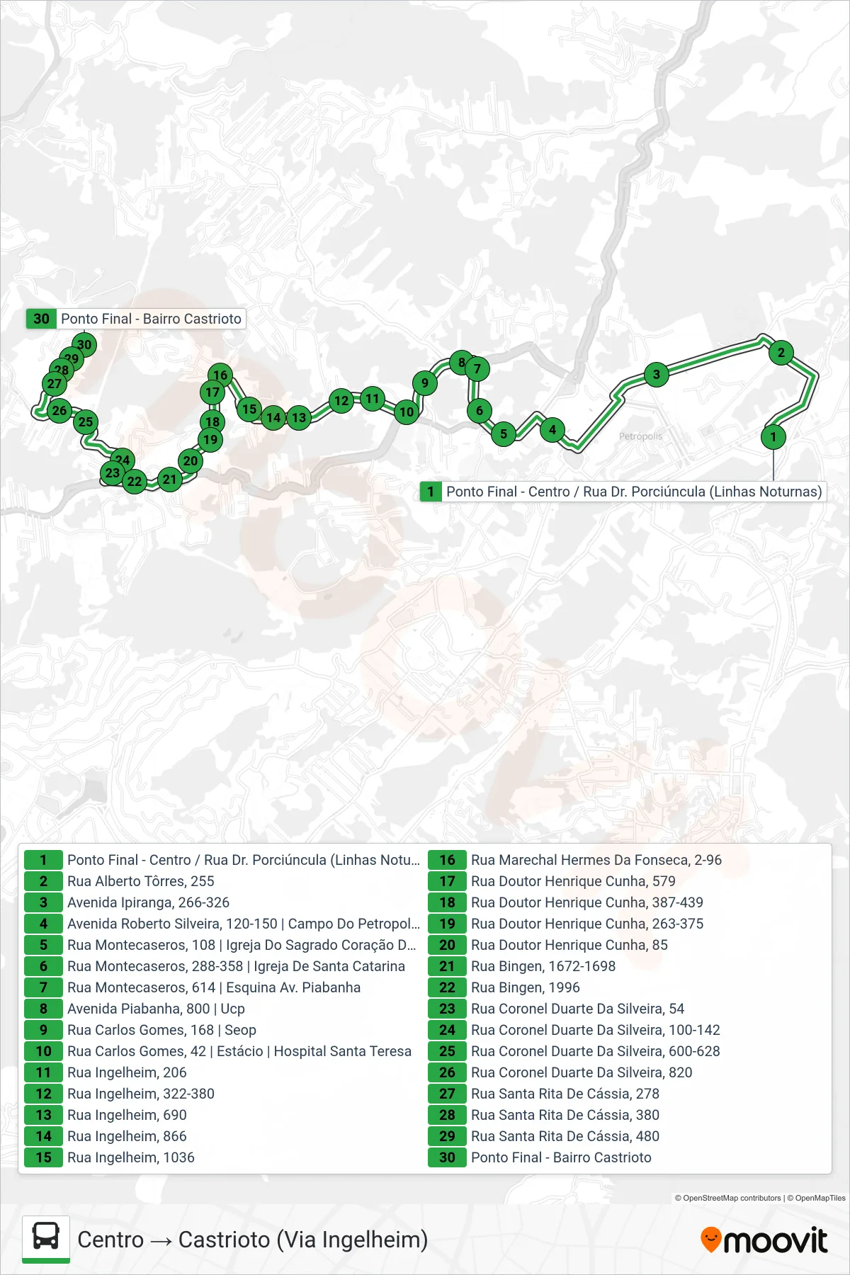 125 bus Line (Centro → Castrioto (Via Ingelheim)) route and stops on a map