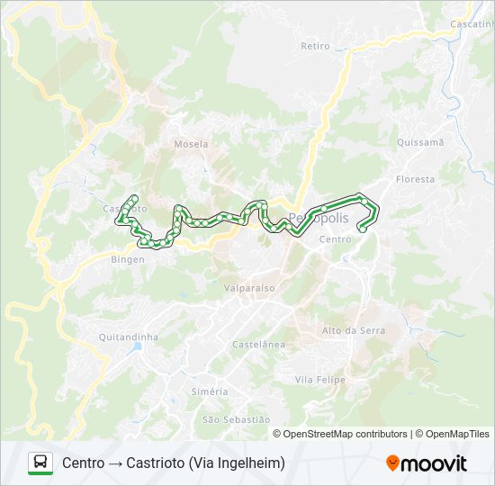 Mapa da linha 125 de ônibus