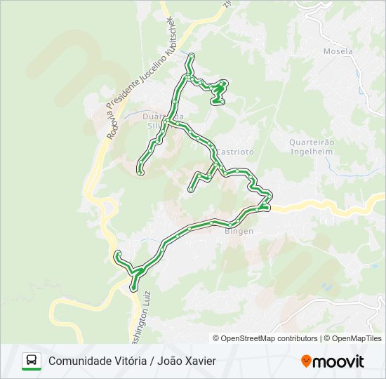 Mapa da linha 140 de ônibus