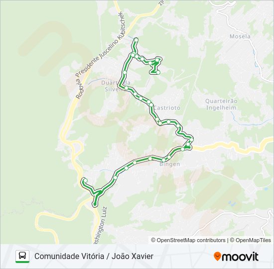 Mapa da linha 140 de ônibus