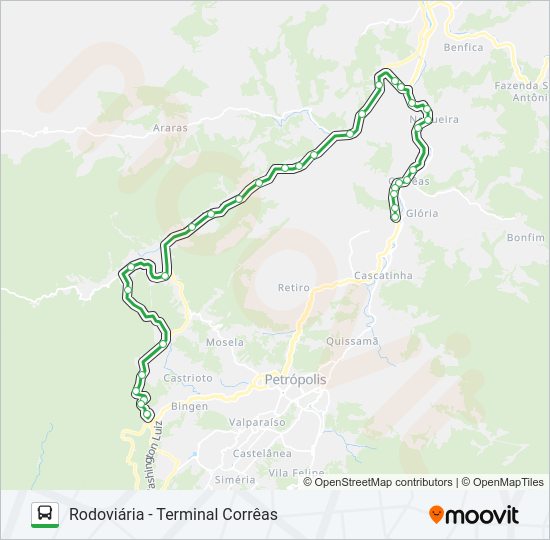 Mapa da linha 150 de ônibus