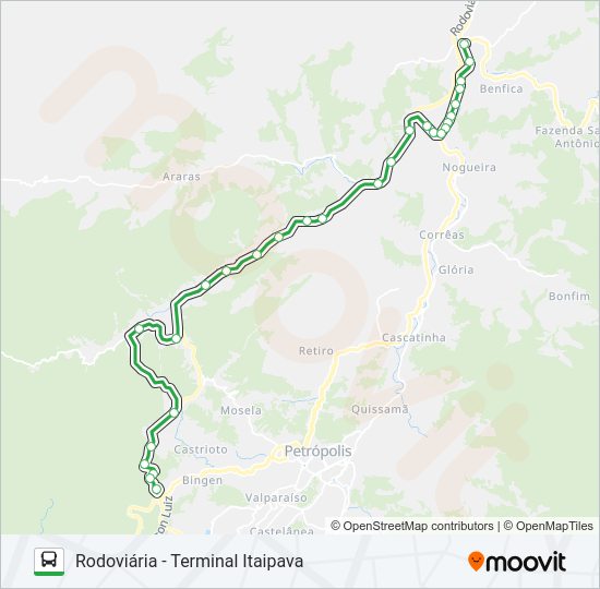 Mapa da linha 160 de ônibus
