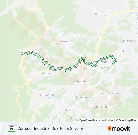 Mapa da linha 190 de ônibus