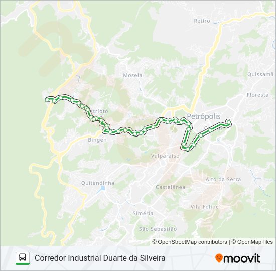 Mapa da linha 190 de ônibus
