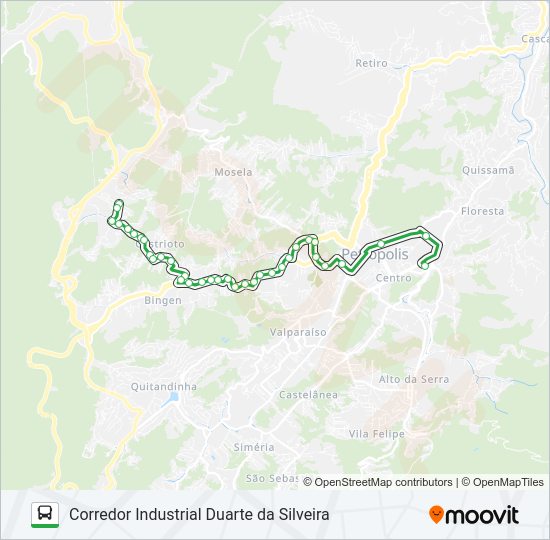 Mapa da linha 190 de ônibus