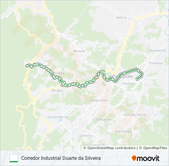 Mapa da linha 190 de ônibus