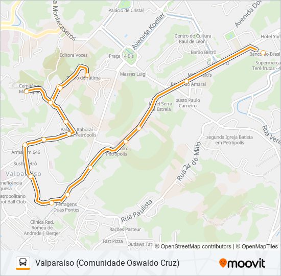 Mapa da linha 205 de ônibus