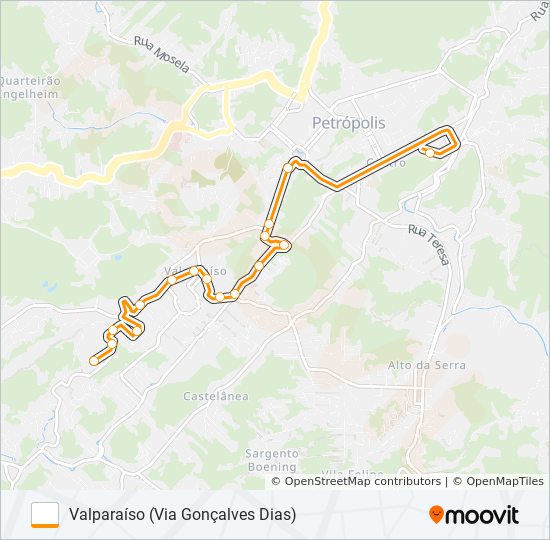 Mapa da linha 211 de ônibus