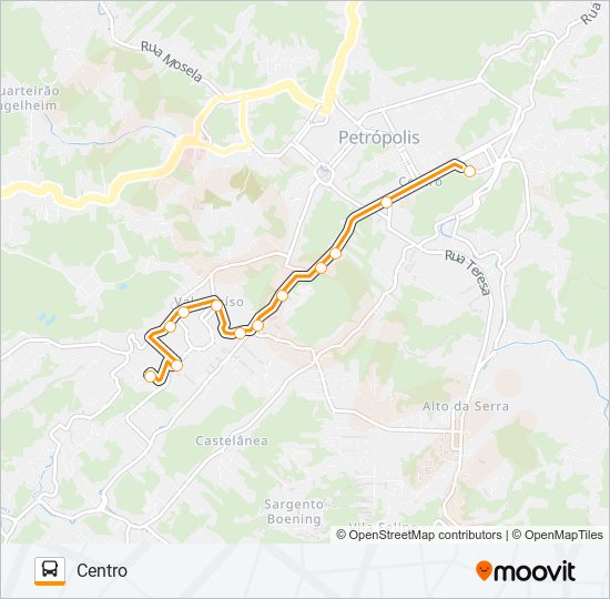 Mapa da linha 212 de ônibus