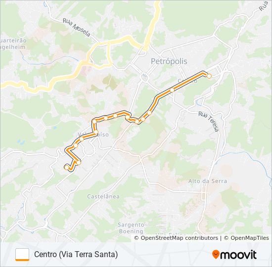 Mapa da linha 212 de ônibus