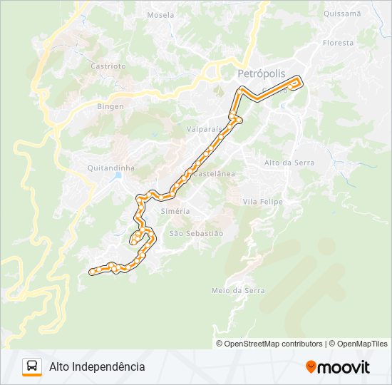 Mapa da linha 401 de ônibus