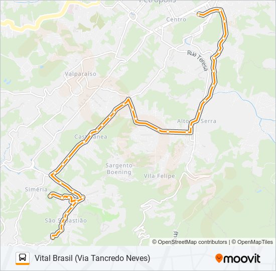 Mapa da linha 411 de ônibus