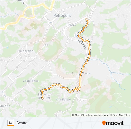 Mapa da linha 419 de ônibus