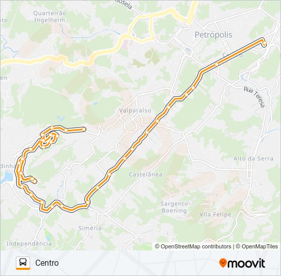 Mapa da linha 425 de ônibus