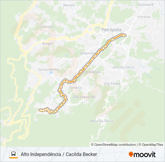 Mapa da linha 435 de ônibus