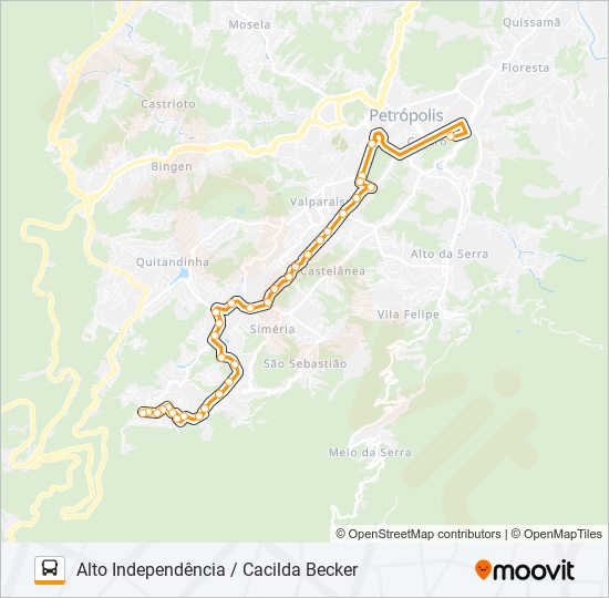 Mapa da linha 435 de ônibus